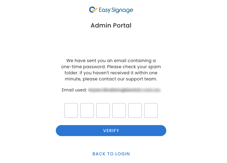 EasySignage Admin OTP